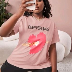 HEART AND LETTER PRINT TSHIRT